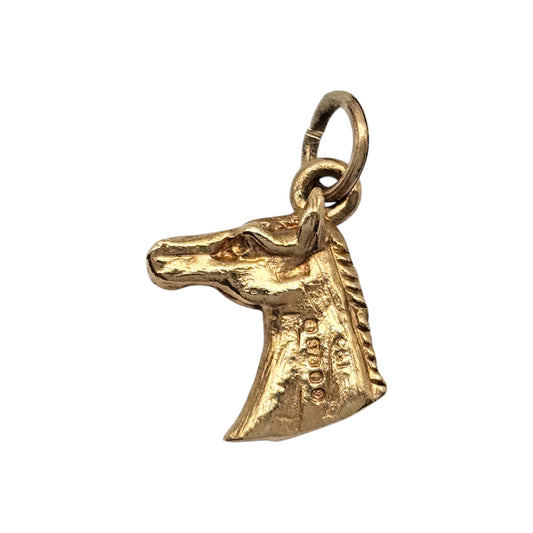 9ct 375 Yellow Gold Horse's Head Charm 1978 L 9 mm 1.4 g.