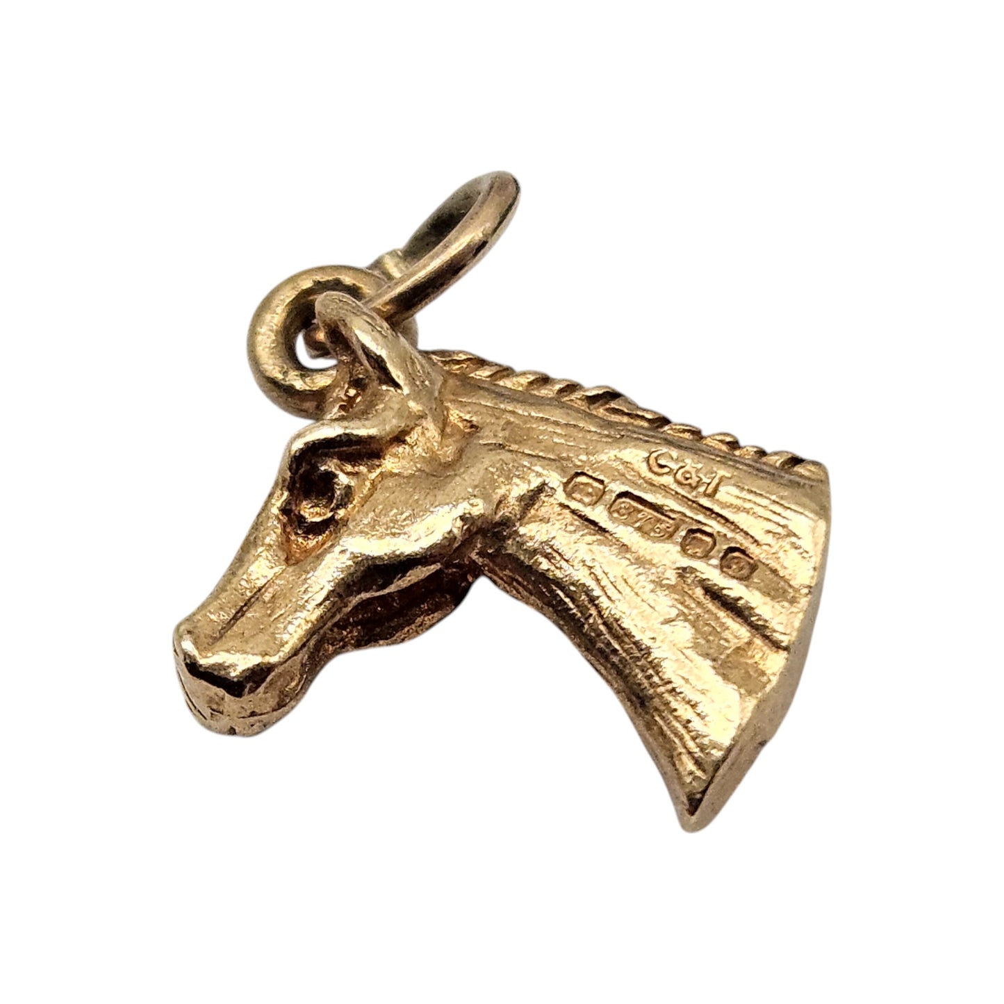 9ct 375 Yellow Gold Horse's Head Charm 1978 L 9 mm 1.4 g.