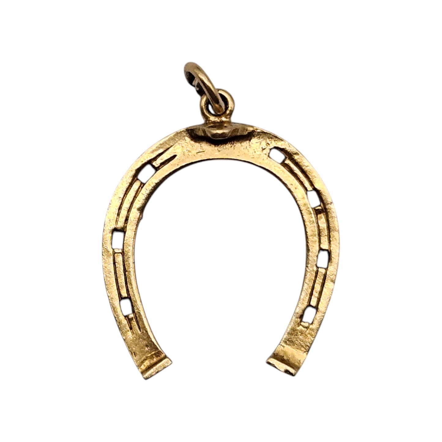 9ct 375 Yellow Gold Horseshoe Charm 1963 L 2.1 cm 1.6 g.