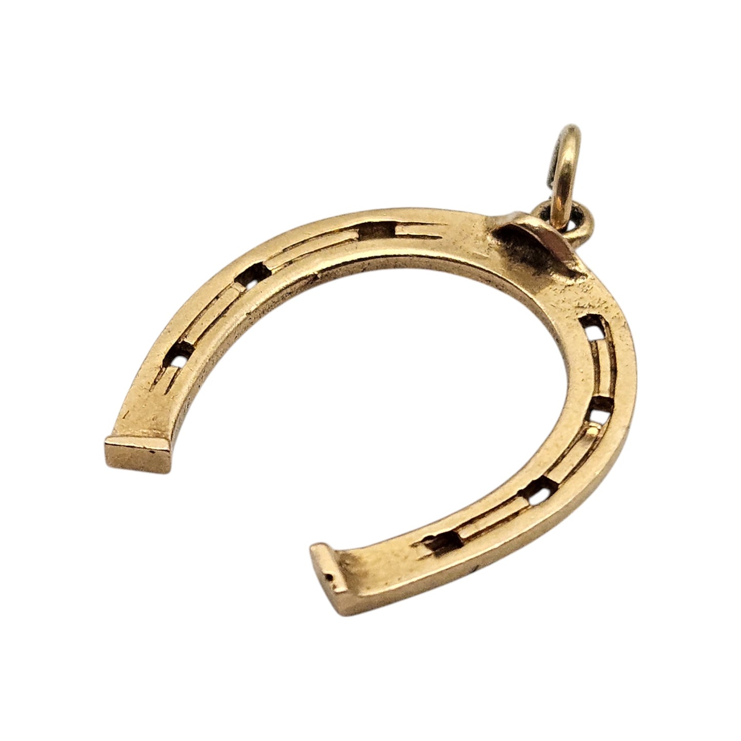 9ct 375 Yellow Gold Horseshoe Charm 1963 L 2.1 cm 1.6 g.