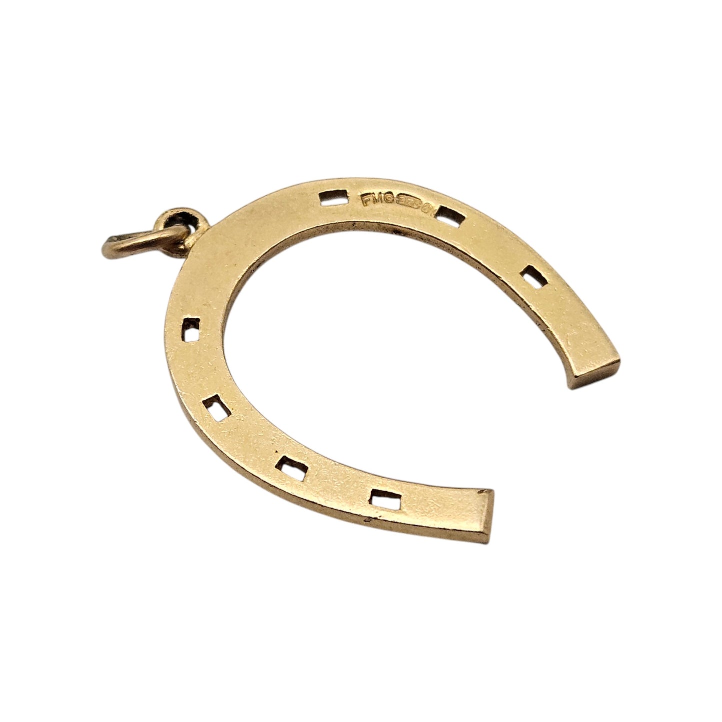 9ct 375 Yellow Gold Horseshoe Charm 1963 L 2.1 cm 1.6 g.