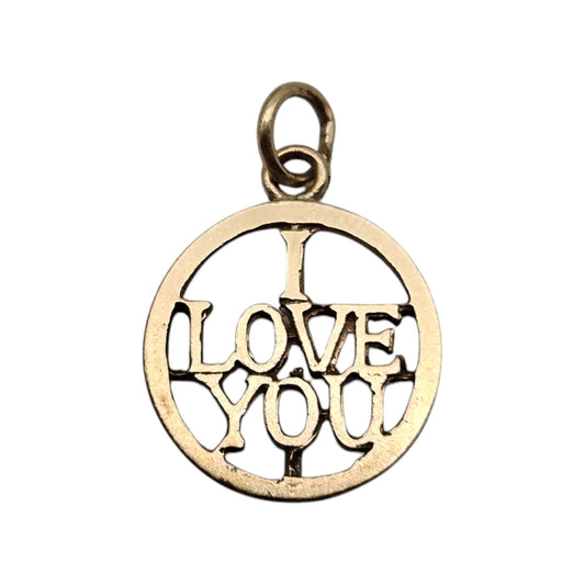 9ct 375 Yellow Gold "I Love You" Charm 1966 L 1.5 cm 1.2 g.