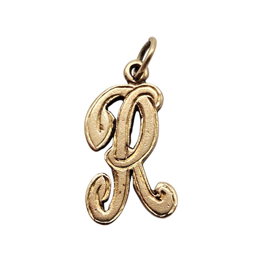 Irish 9ct 375 Yellow Gold Initial R Charm c.1966 L 1.5 cm 1.3 g.