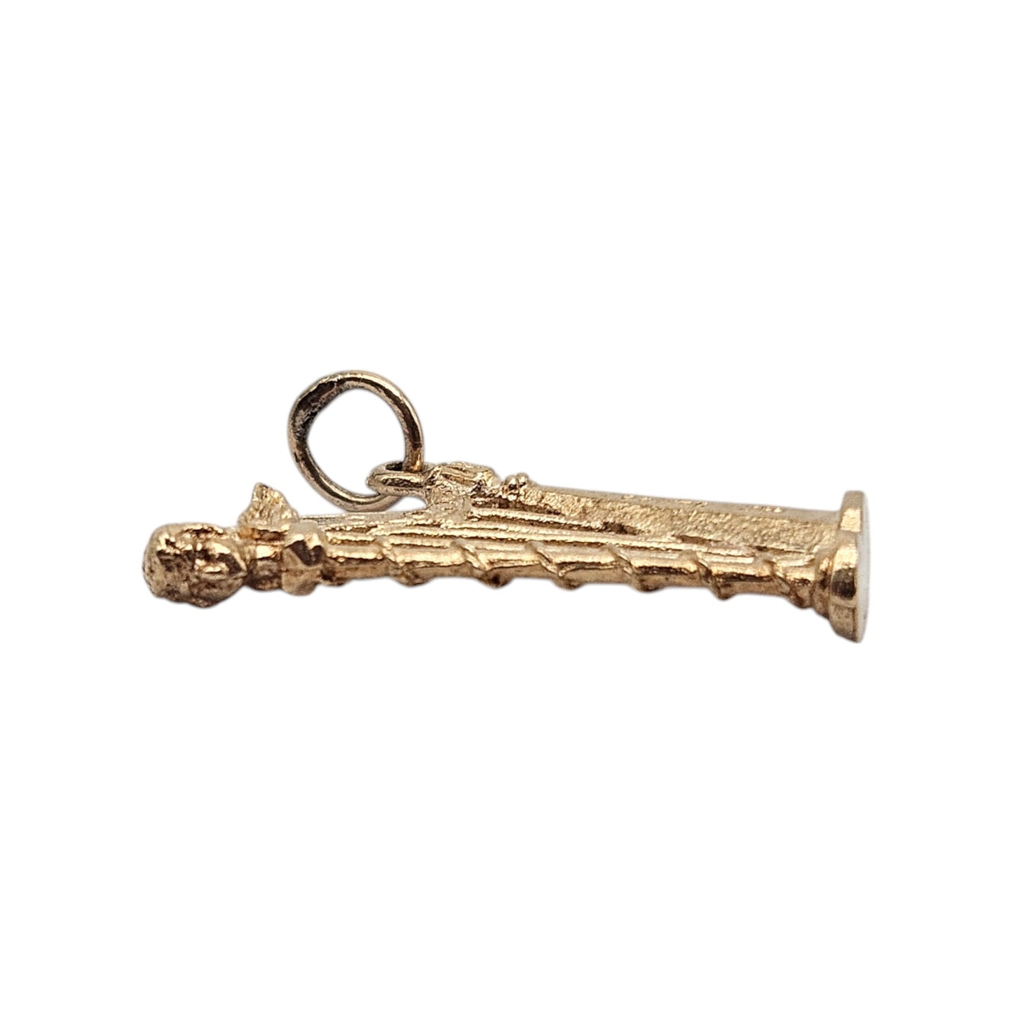 9ct 375 Yellow Gold Irish Harp Charm Pendant 1973 L 2.4 cm 2.3 g.