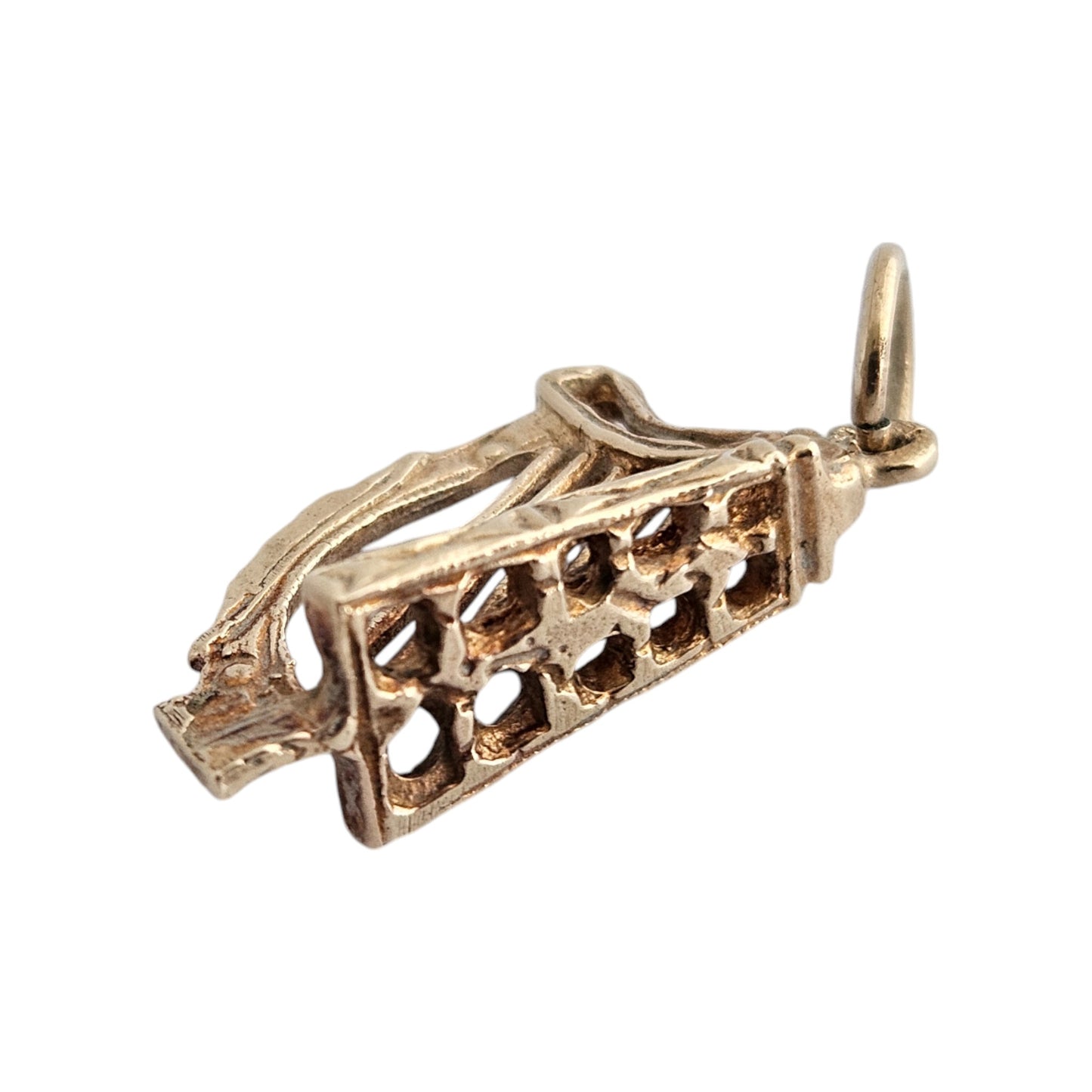 Irish 9ct 375 Yellow Gold Harp Charm c.1960's L 1.9 cm 2.0 g