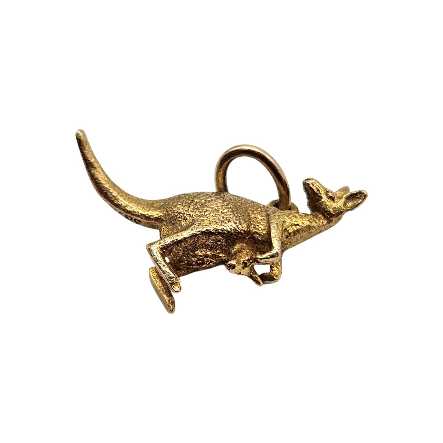 9ct Yellow Gold Kangaroo & Joey Charm c.1960's L 1.7 cm 2.7 g.