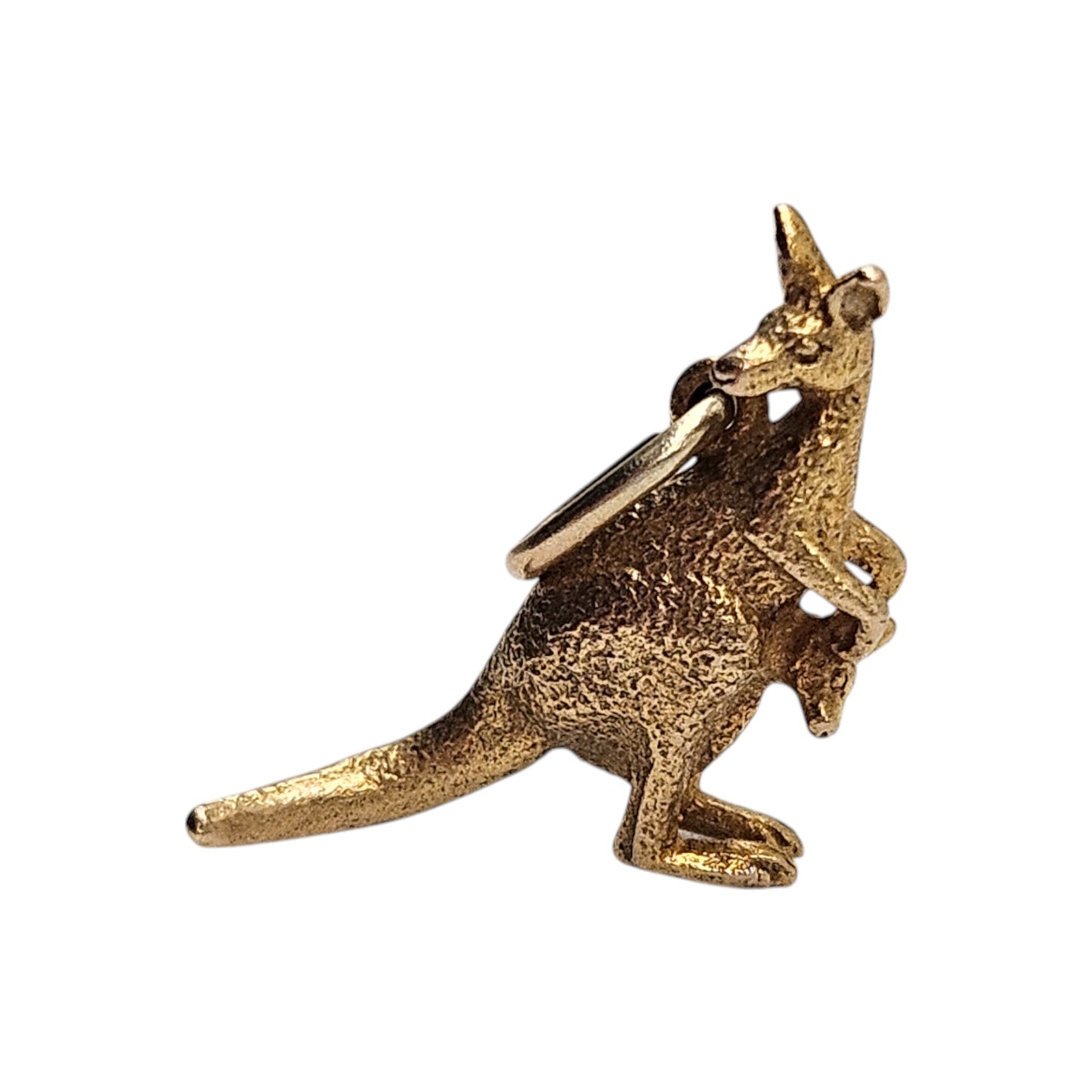 9ct Yellow Gold Kangaroo & Joey Charm c.1960's L 1.7 cm 2.7 g.