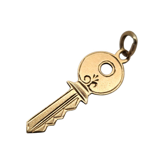 Chester 9ct 375 Yellow Gold Key Charm 1952 L 2.2 cm 1.0 g.