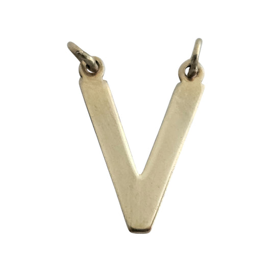 9ct 375 yellow gold Letter "V" Pendant