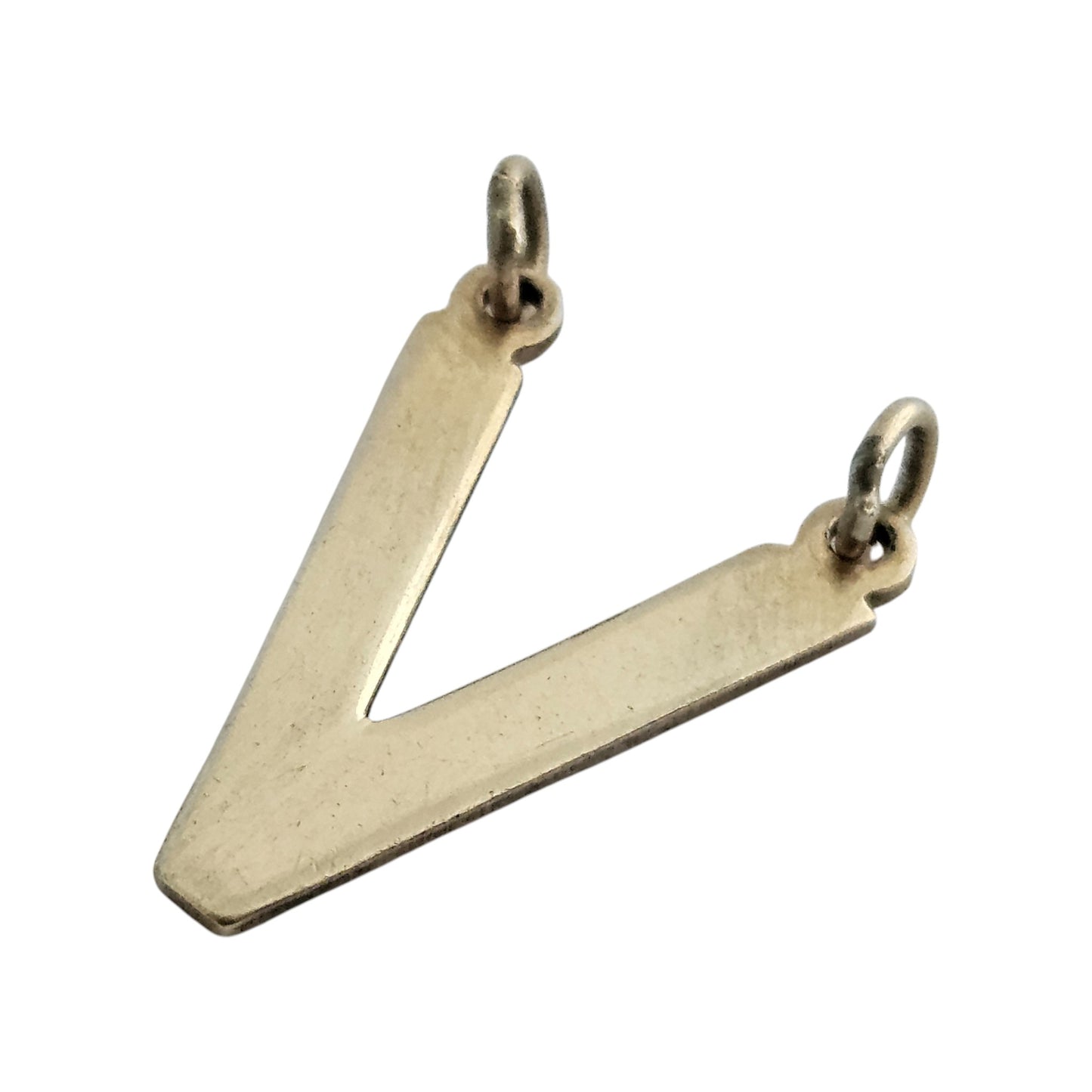 9ct 375 Yellow Gold Letter "V" Pendant 1976 L 2.0 cm 1.7 g.