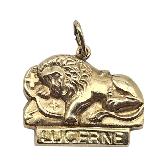 Unusual 9ct Yellow Gold Lucerne Lion Charm L 1.9 cm 1.2 g.
