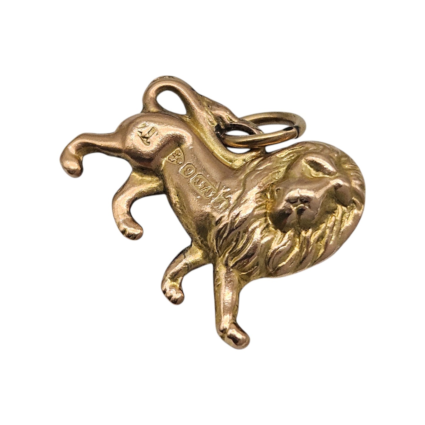 Antique 9ct 375 Yellow Gold Lion Charm 1901 L 1.8 cm 1.0 g.