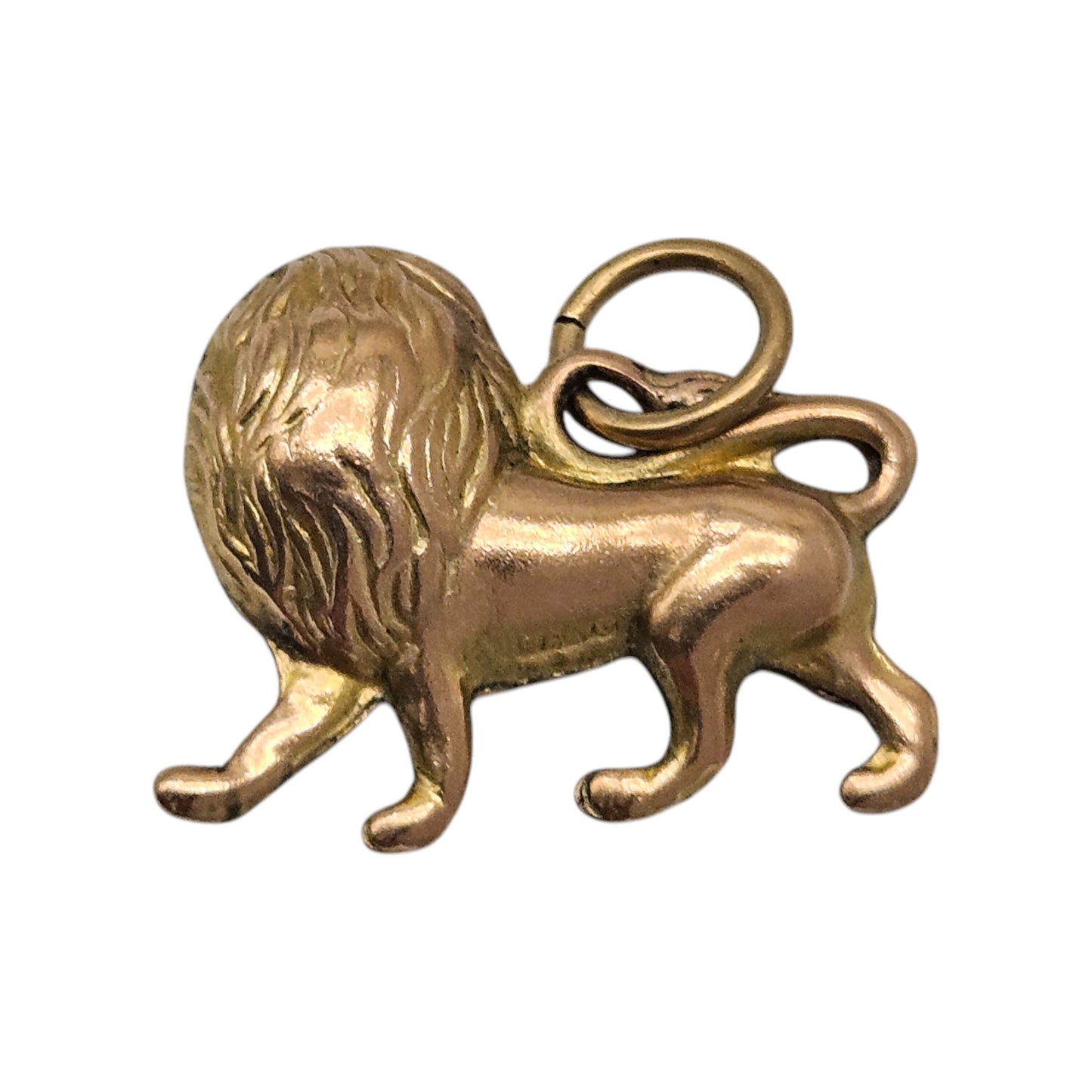Antique 9ct 375 Yellow Gold Lion Charm 1901 L 1.8 cm 1.0 g.