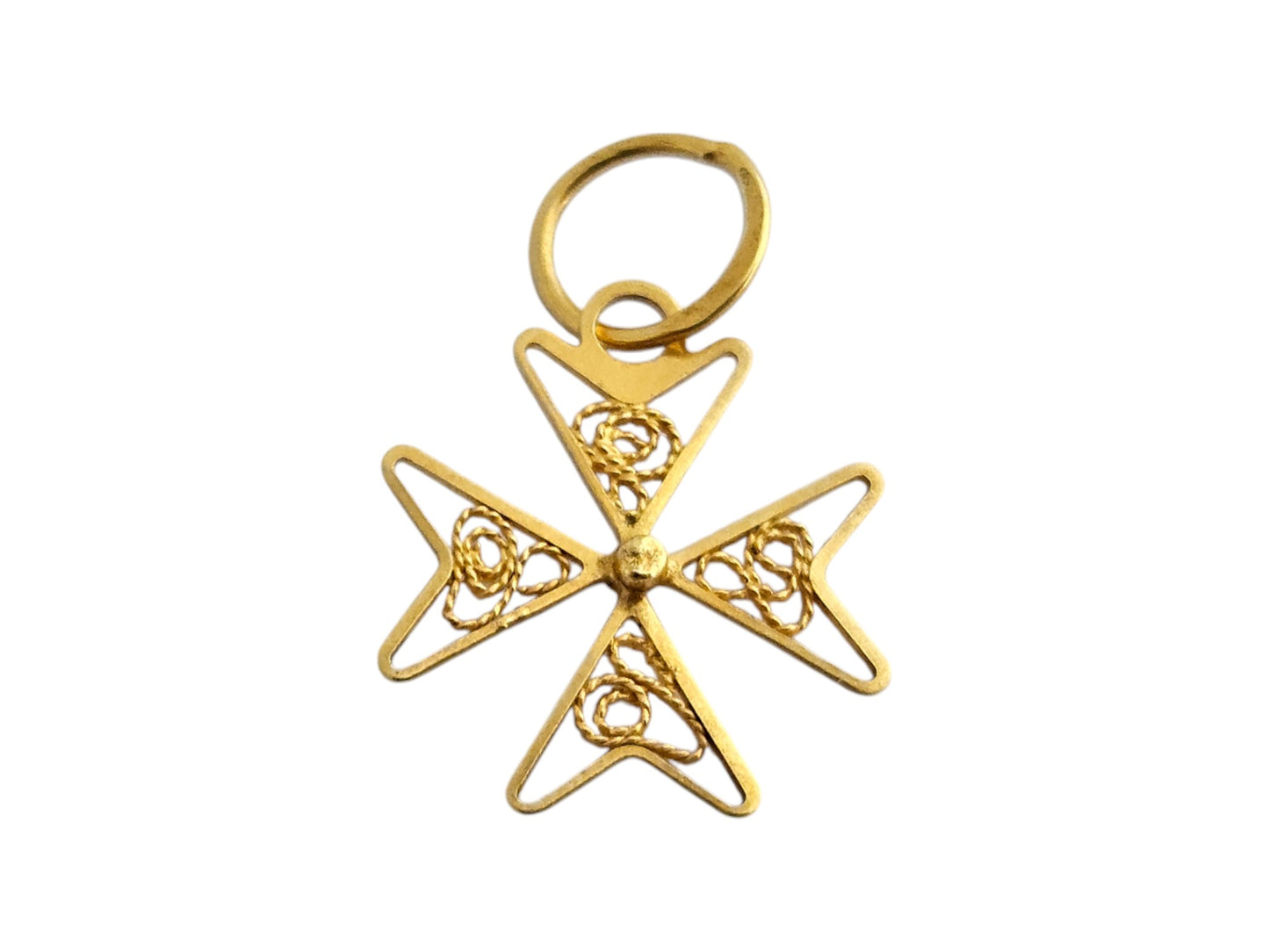 9ct 375 Yellow Gold Maltese Cross Charm or Pendant 1.2 cm 0.3 g.