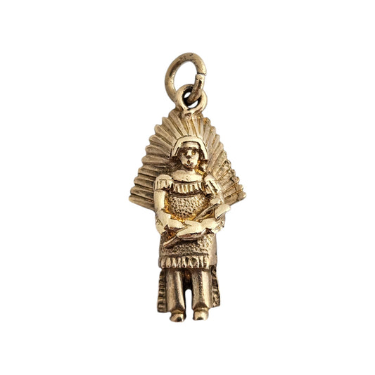 9ct 375 yellow gold Native American Man Charm