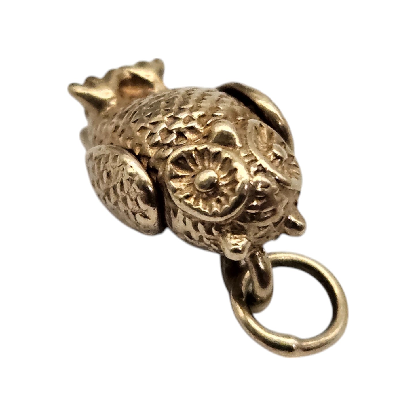 9ct 375 Yellow Gold Owl Articulated Charm c.1980's L 1.2 cm 1.6 g.