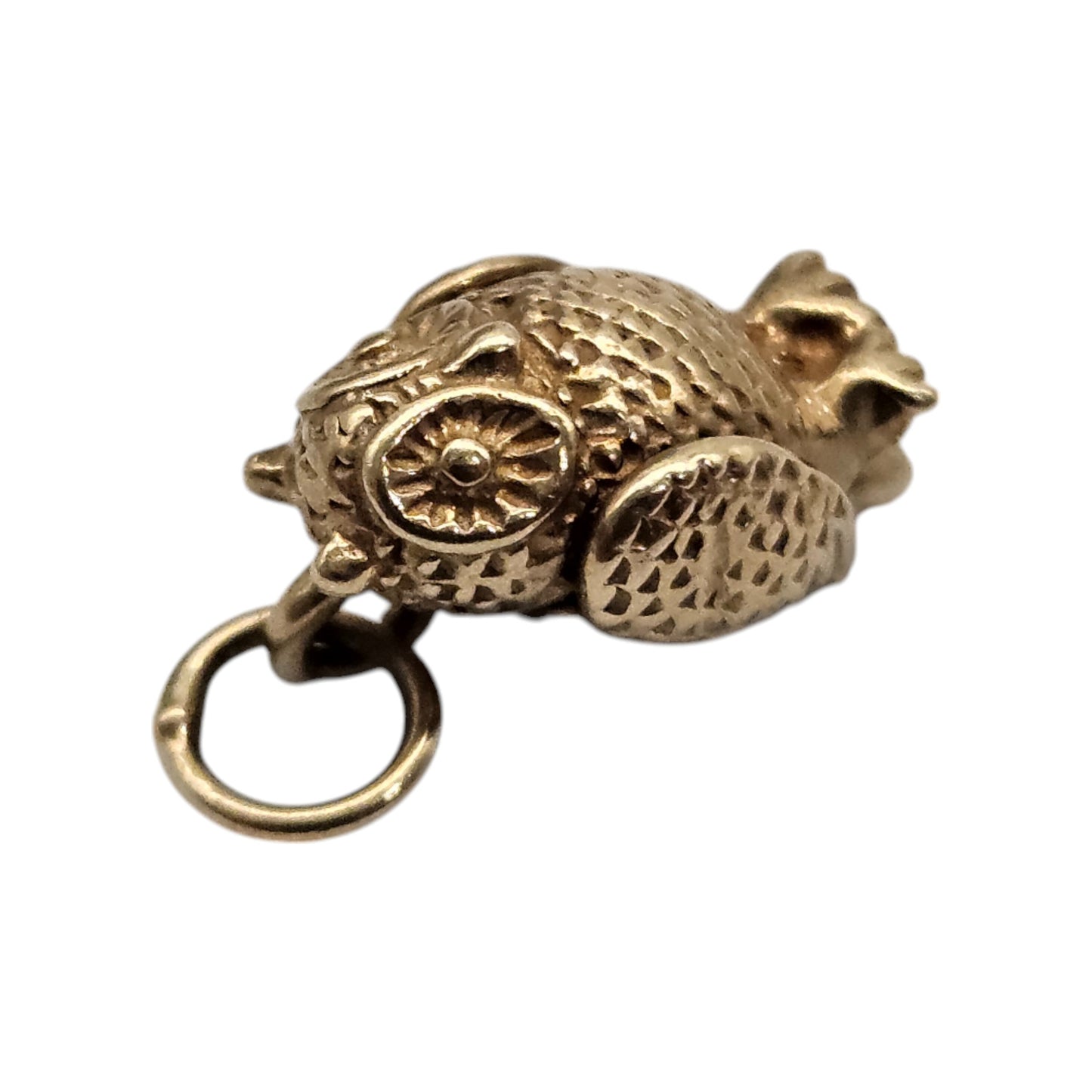 9ct 375 Yellow Gold Owl Articulated Charm c.1980's L 1.2 cm 1.6 g.