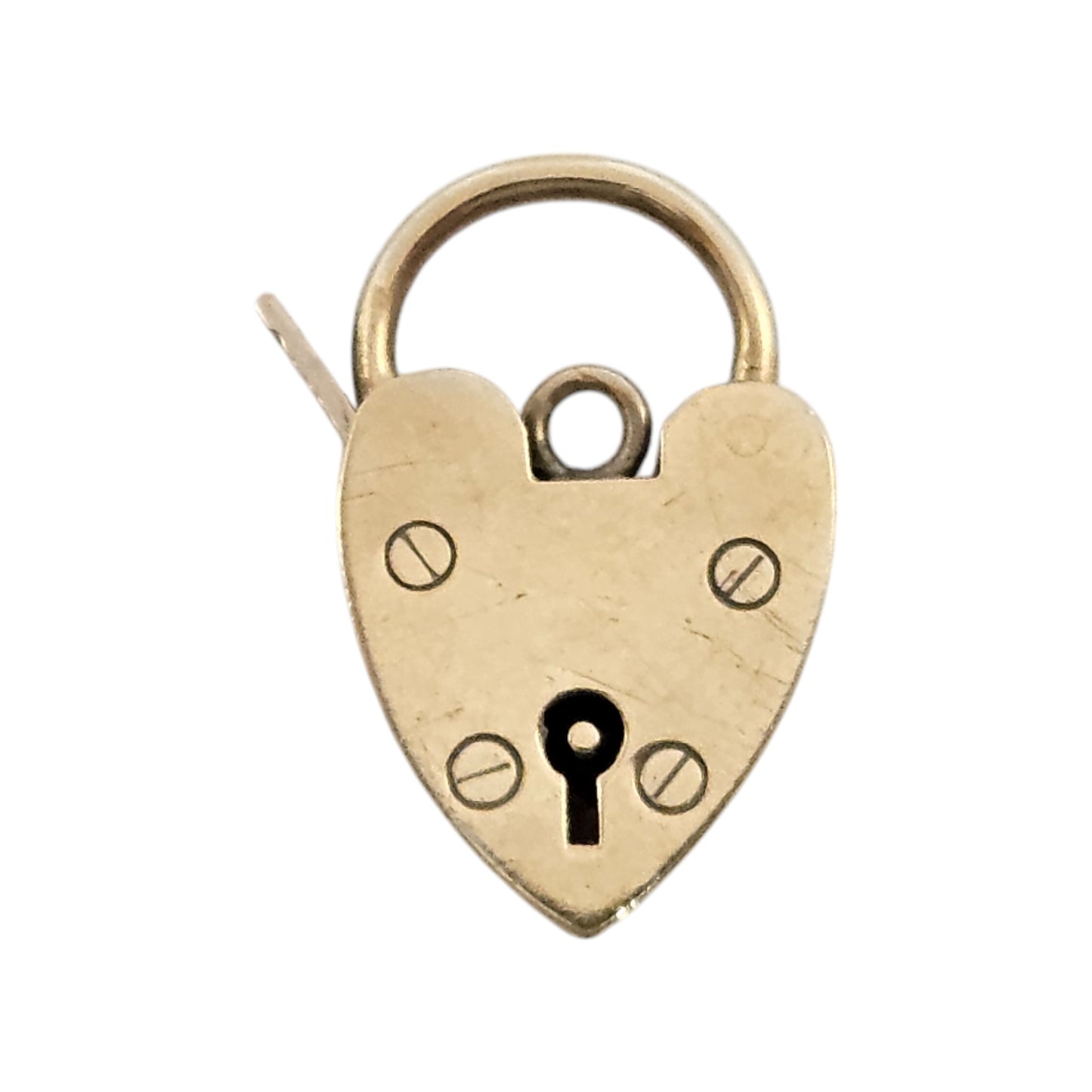 9ct 375 Yellow Gold Heart Shaped Padlock Clasp c.1970 L 2.3 cm 3.1 g.