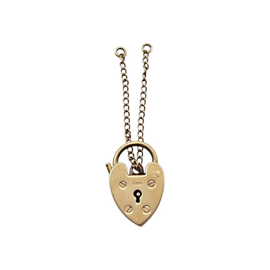 Georg Jensen 9ct 375 Yellow Gold Heart Shaped Padlock 1965 L 1.9 cm 2.6 g.