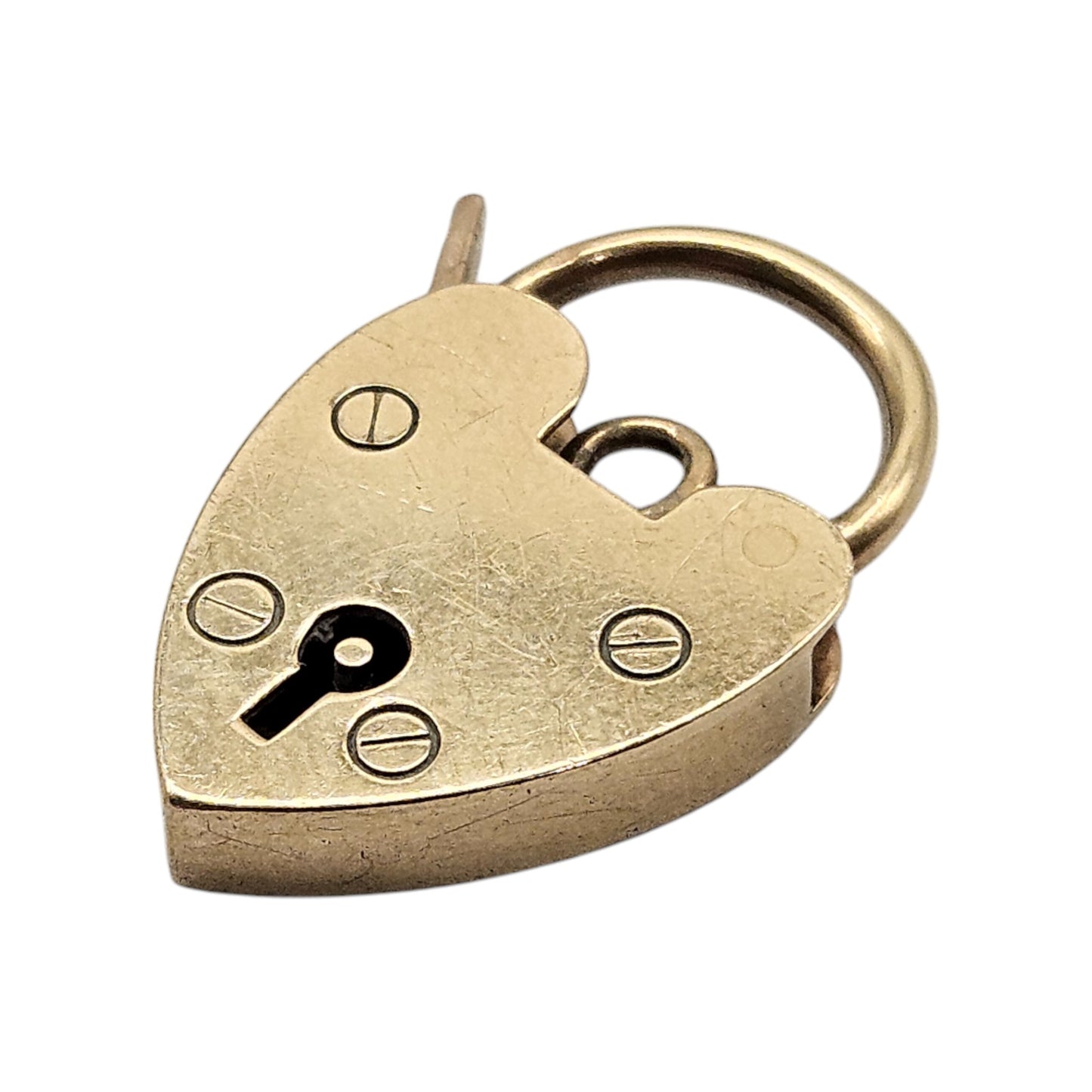 9ct 375 Yellow Gold Heart Shaped Padlock Clasp c.1970 L 2.3 cm 3.1 g.