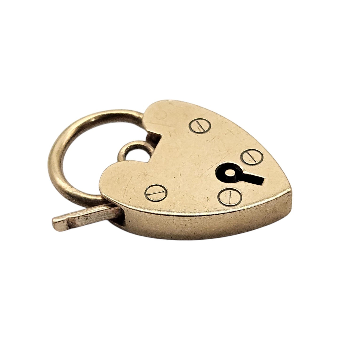 9ct 375 Yellow Gold Heart Shaped Padlock Clasp c.1970 L 2.3 cm 3.1 g.