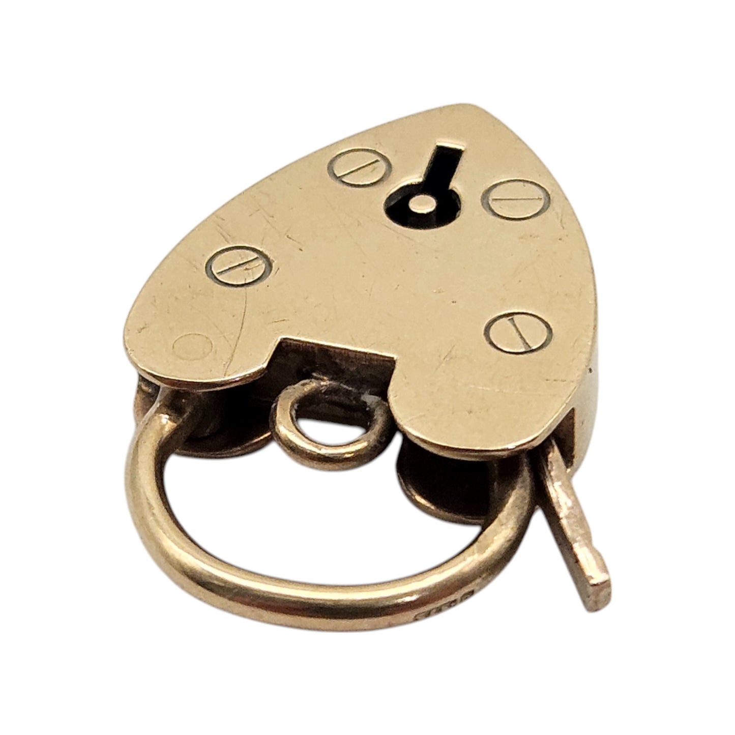 9ct 375 Yellow Gold Heart Shaped Padlock Clasp c.1970 L 2.3 cm 3.1 g.