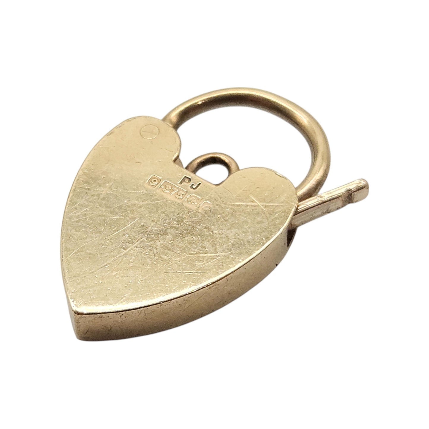 9ct 375 Yellow Gold Heart Shaped Padlock Clasp c.1970 L 2.3 cm 3.1 g.