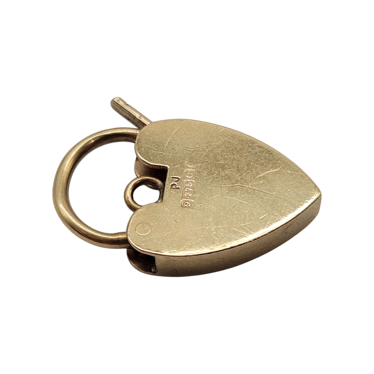9ct 375 Yellow Gold Heart Shaped Padlock Clasp c.1970 L 2.3 cm 3.1 g.