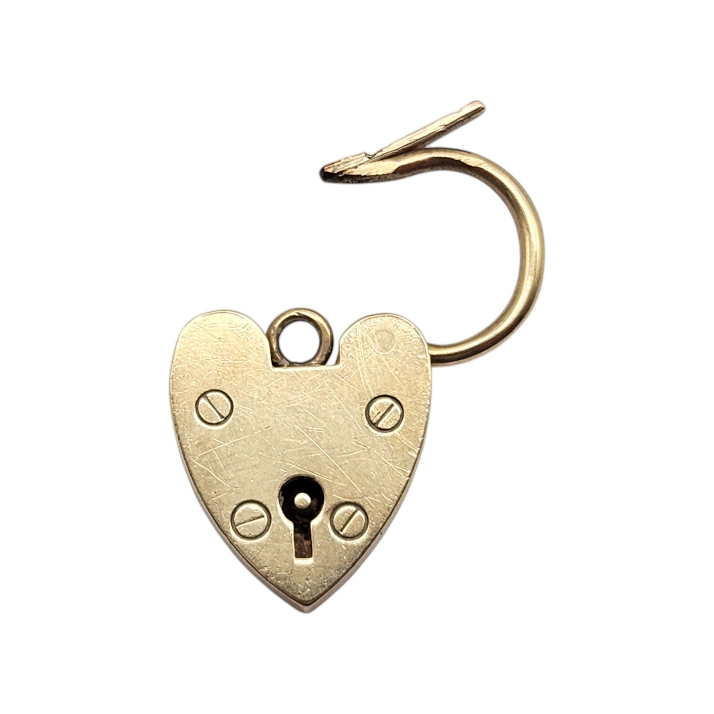 9ct 375 Yellow Gold Heart Shaped Padlock Clasp c.1970 L 2.3 cm 3.1 g.