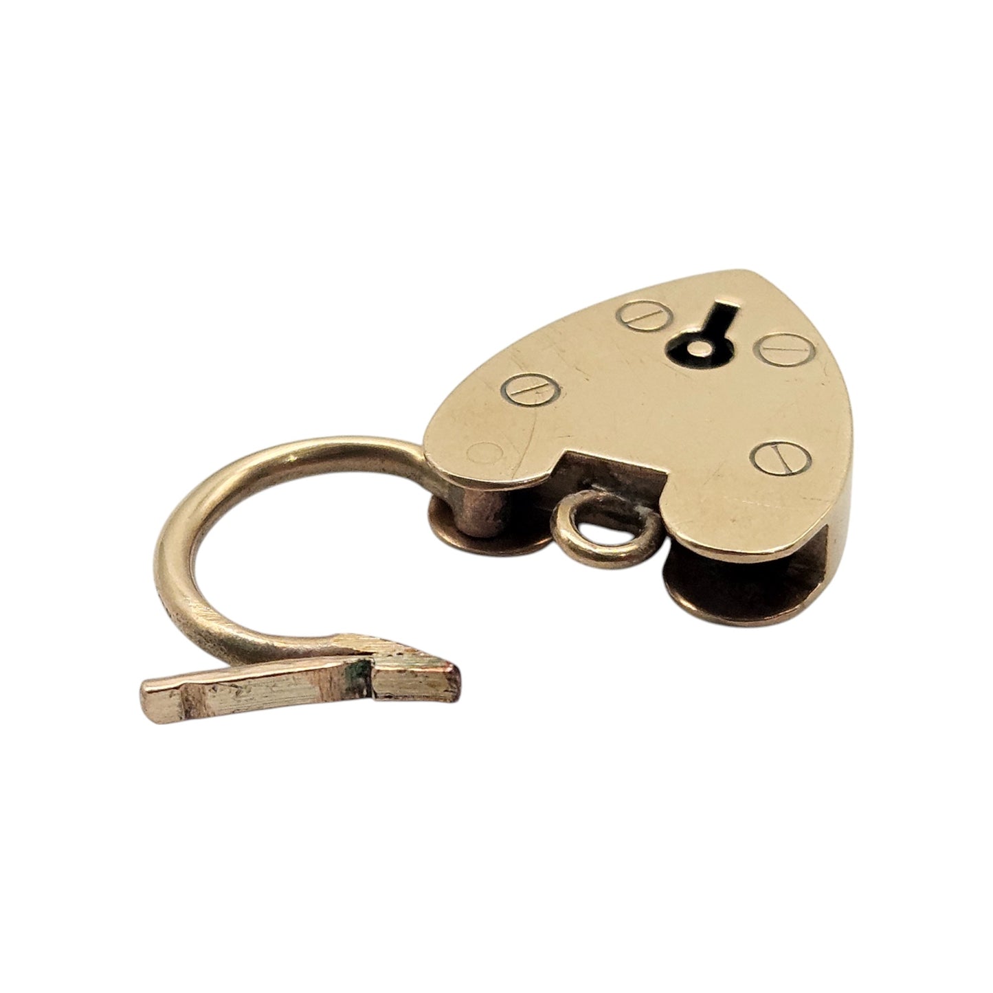 9ct 375 Yellow Gold Heart Shaped Padlock Clasp c.1970 L 2.3 cm 3.1 g.