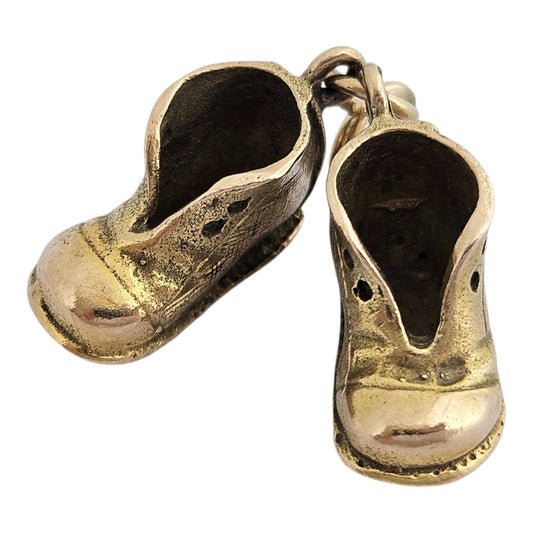 Georg Jensen 9ct 375 Yellow Gold Pair of Boots Charm 1966 1.5 cm 7.2 g