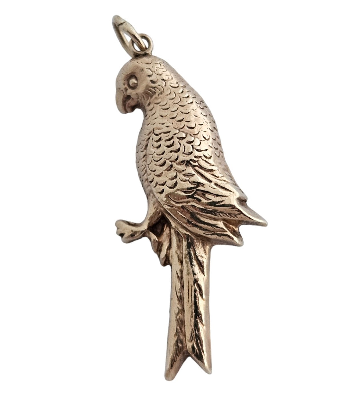 9ct 375 Yellow Gold Parrot Charm 1962 L 3.2 cm 1.5 g.