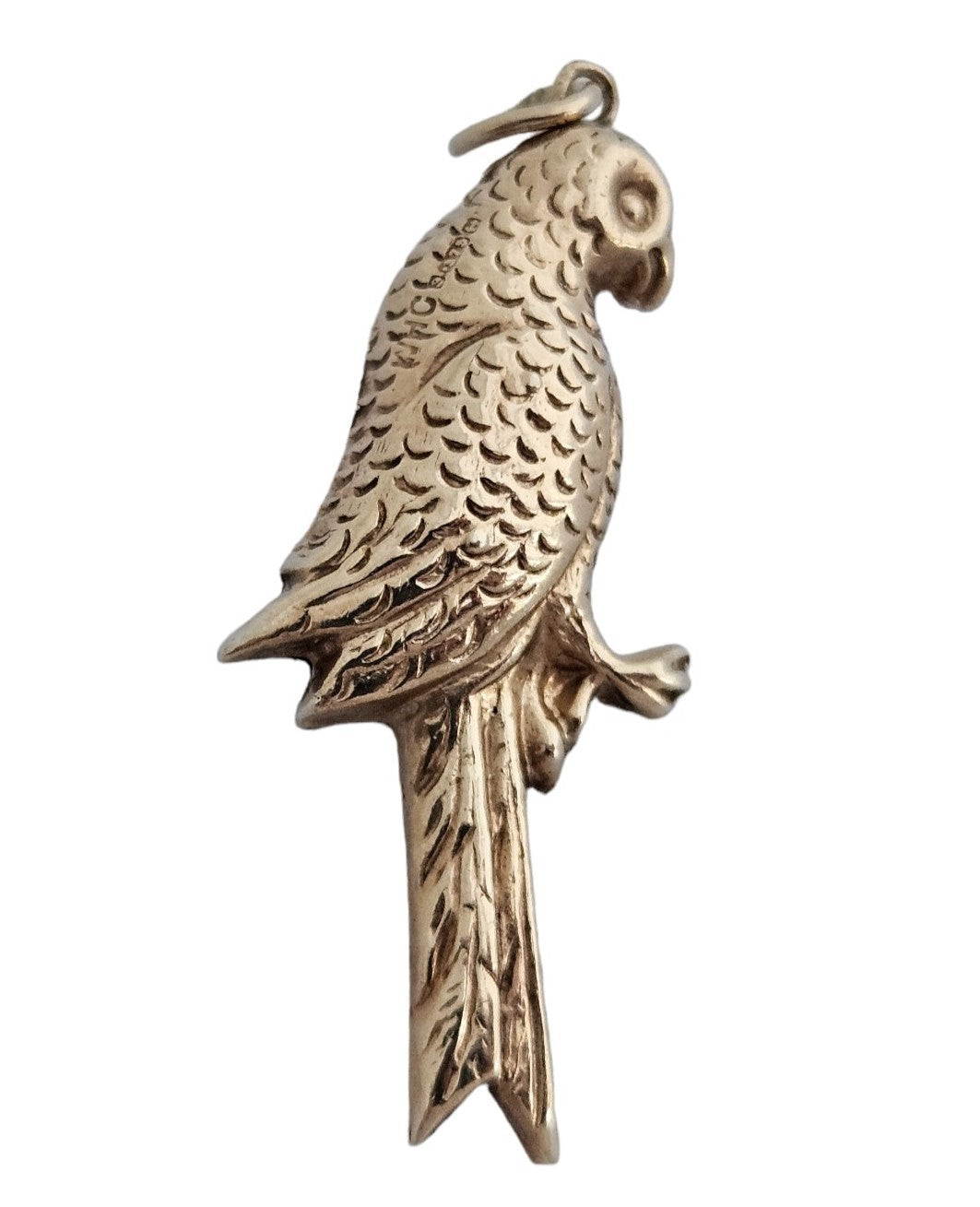 9ct 375 Yellow Gold Parrot Charm 1962 L 3.2 cm 1.5 g.