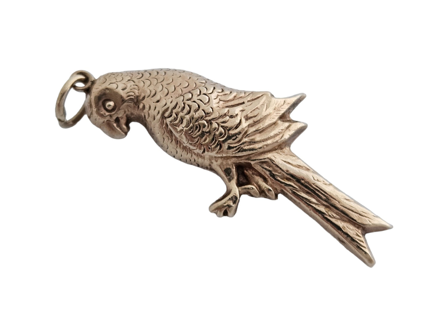 9ct 375 Yellow Gold Parrot Charm 1962 L 3.2 cm 1.5 g.
