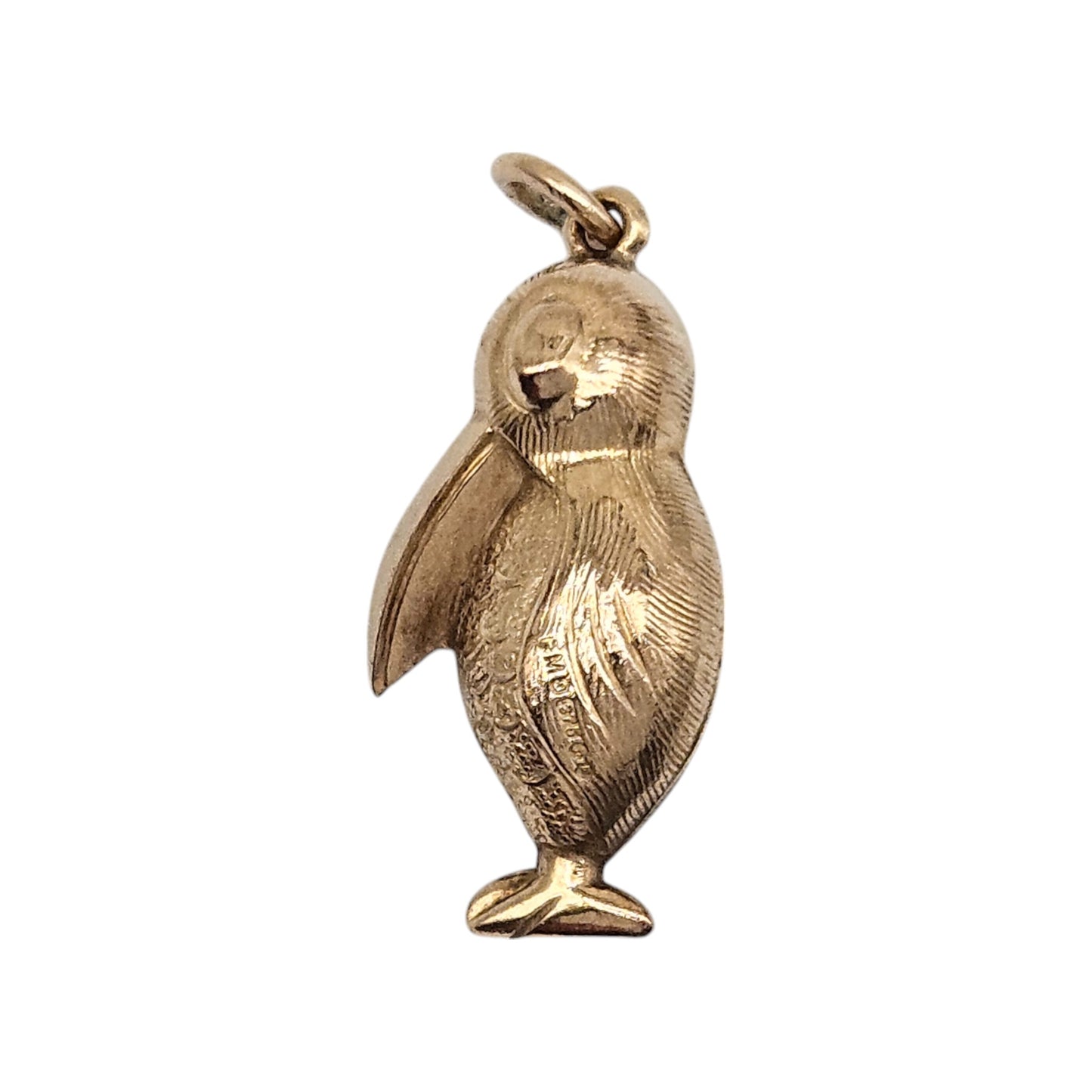 9ct 375 Yellow Gold Pelican Charm 1970 L 2.2 cm 1.3 g.