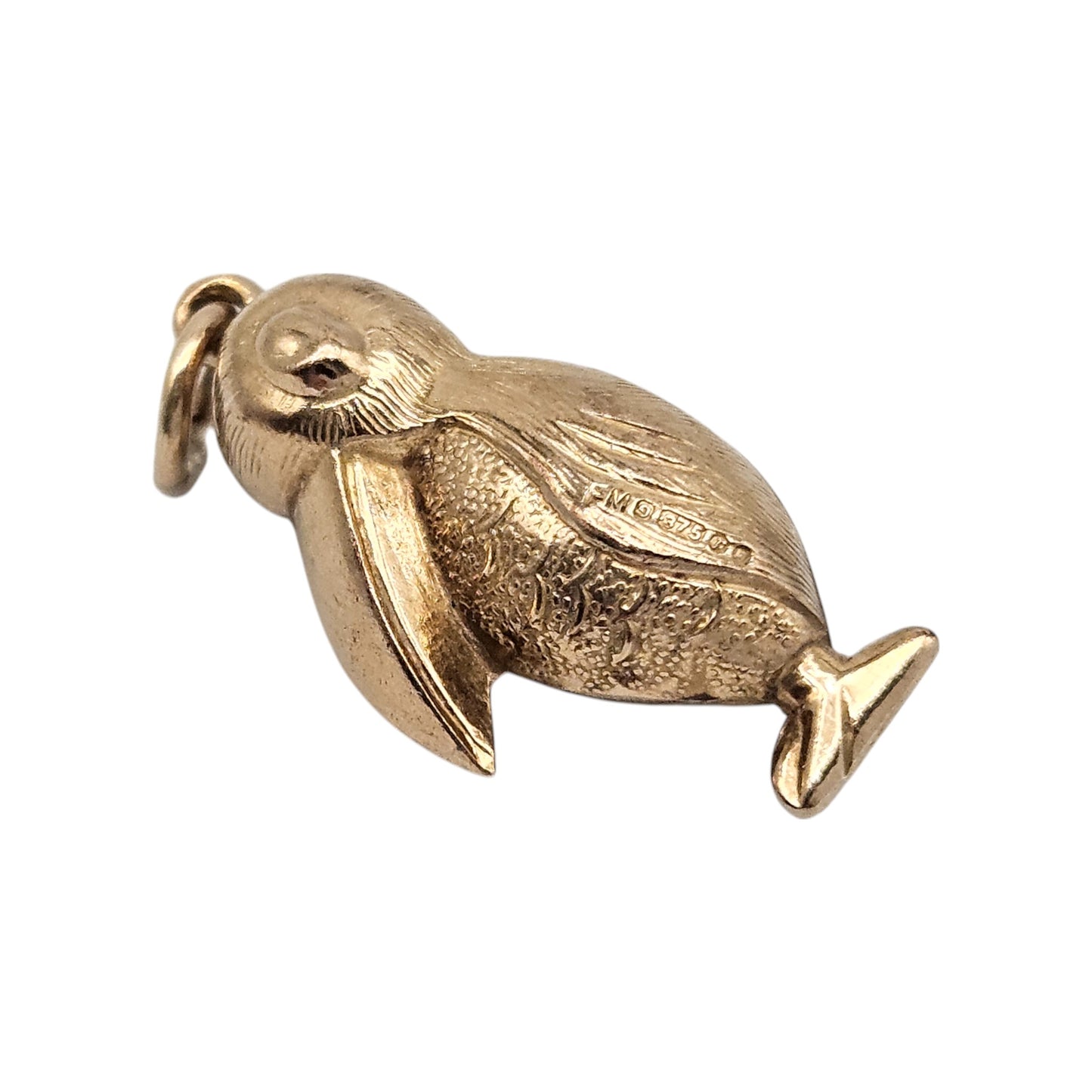 9ct 375 Yellow Gold Pelican Charm 1970 L 2.2 cm 1.3 g.