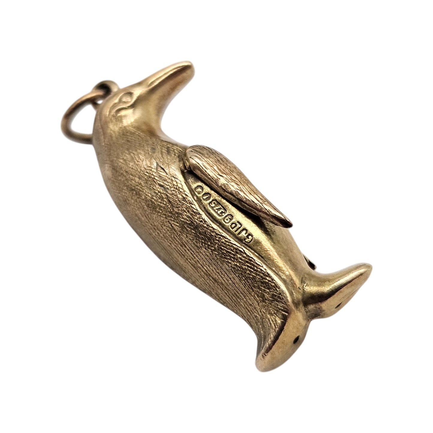 Georg Jensen 9ct 375 Yellow Gold Penguin Charm 1966 L 2.4 cm 1.9 g.