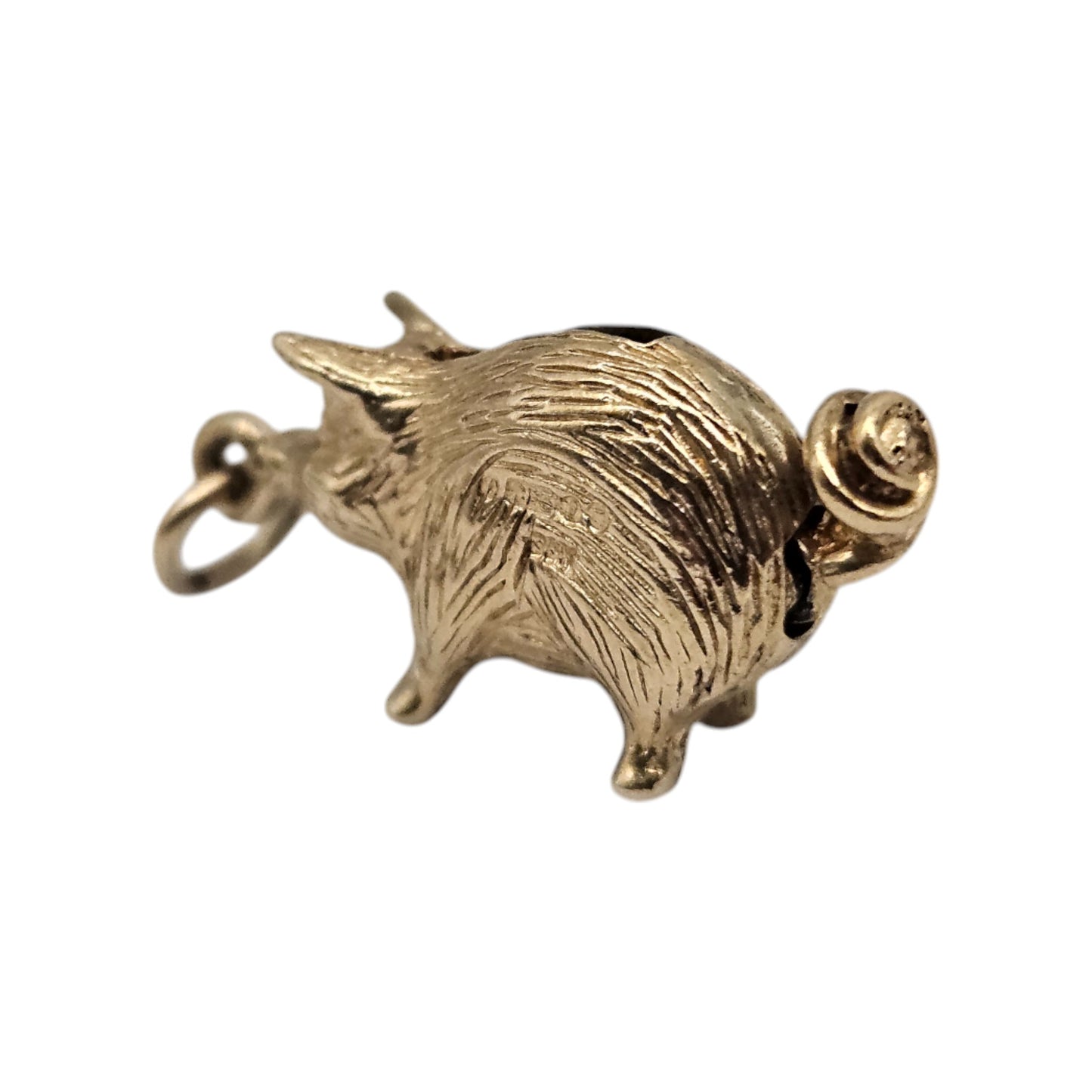 Unusual 9ct 375 Yellow Gold Piggy Bank Articulated Charm c.1966