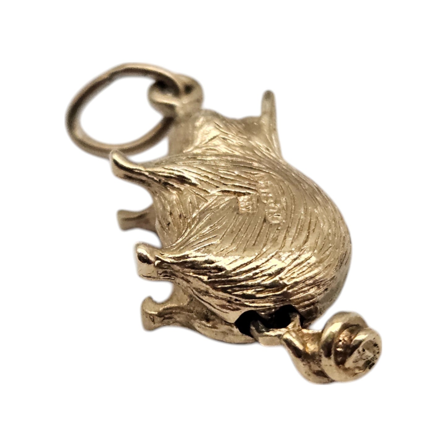 Unusual 9ct 375 Yellow Gold Piggy Bank Articulated Charm c.1966