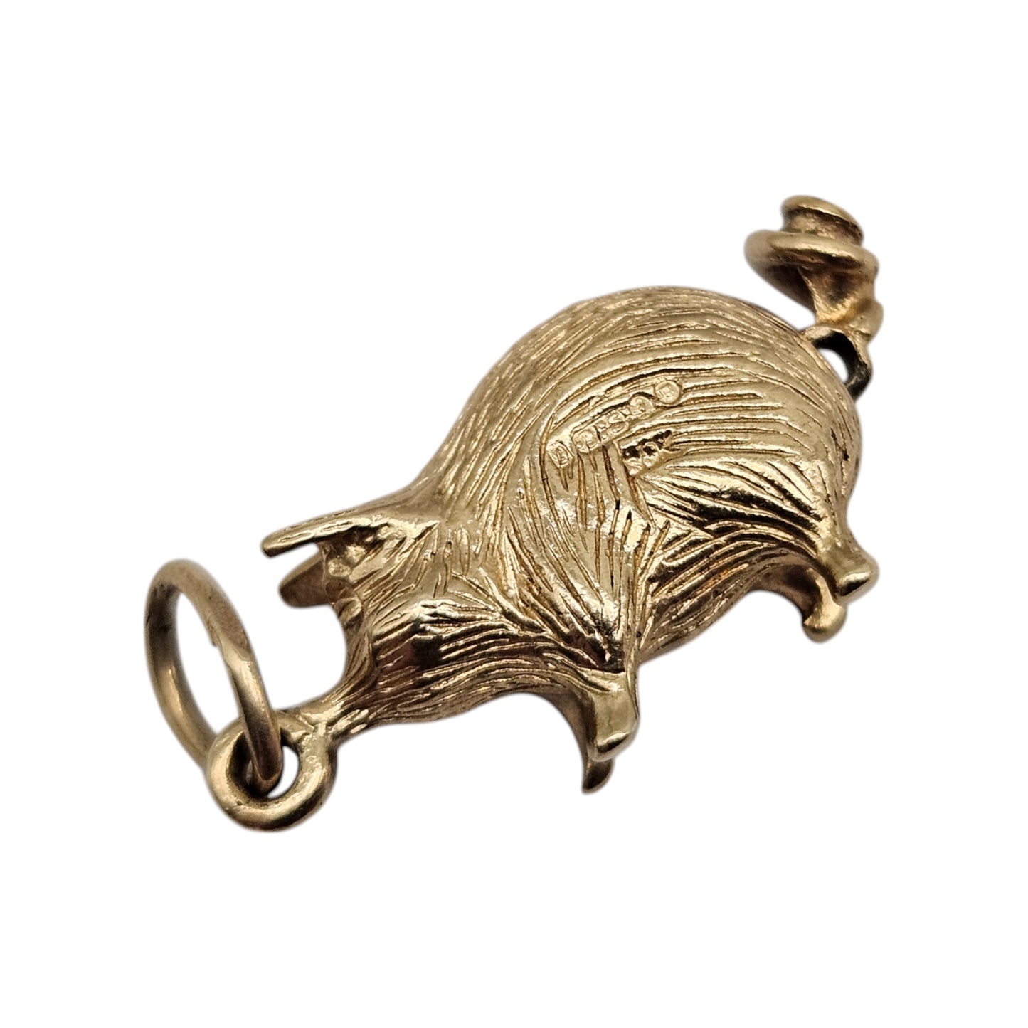 Unusual 9ct 375 Yellow Gold Piggy Bank Articulated Charm c.1966