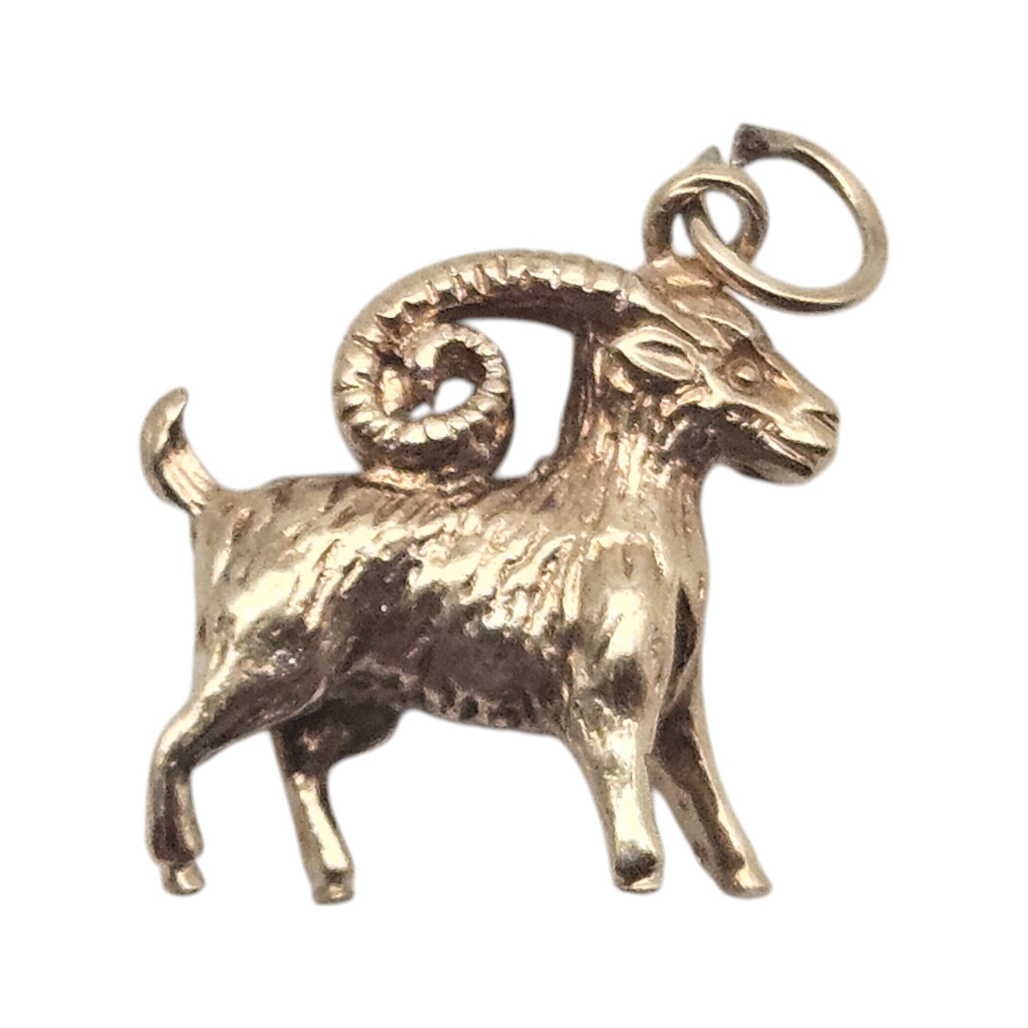 9ct 375 Yellow Gold Ram Charm 1972 L 1.3 cm 2.4 g.