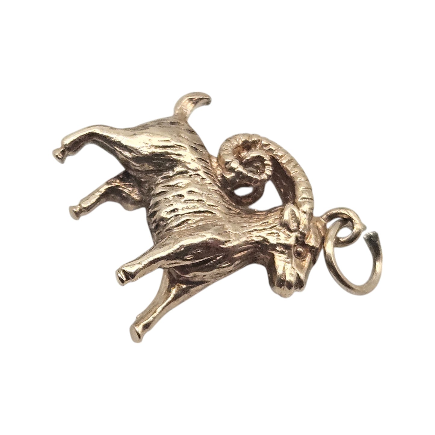 9ct 375 Yellow Gold Ram Charm 1972 L 1.3 cm 2.4 g.