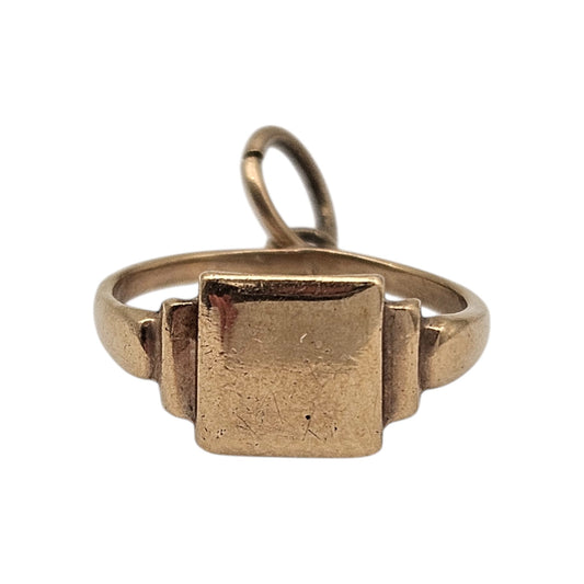 9ct Yellow Gold Signet Ring Charm L 1.2 cm 0.8 g.