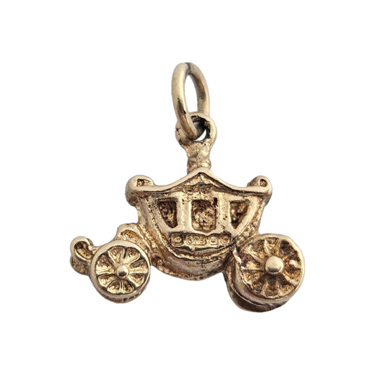 9ct 375 Yellow Gold Royal Carriage Charm 1977 L 1.4 cm 2.6 g