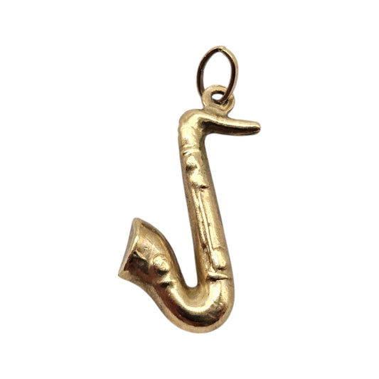 9ct Yellow Gold Saxophone Charm L 1.7 cm 0.6 g.