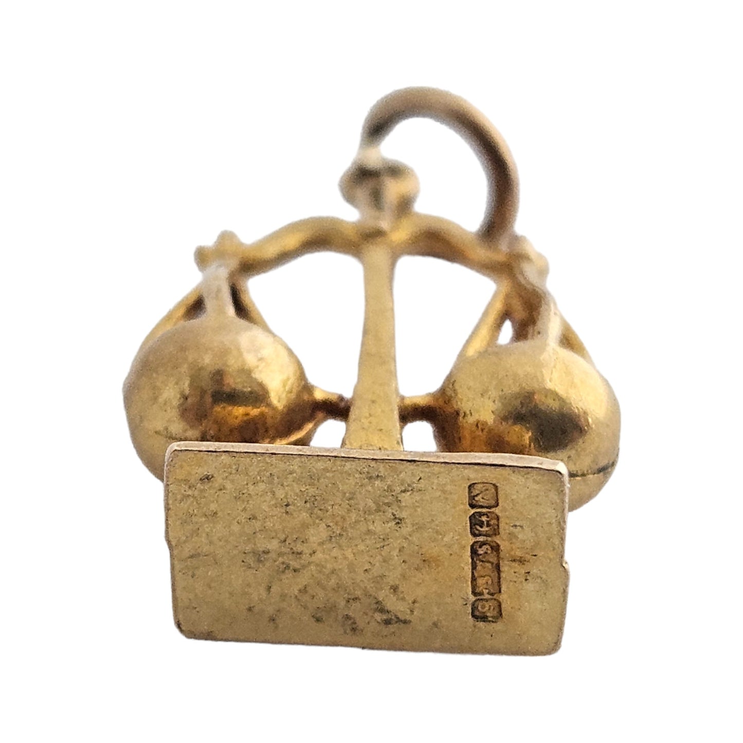 9ct 375 Yellow Gold Scales Charm 1962 L 1.6 cm 1.5 g