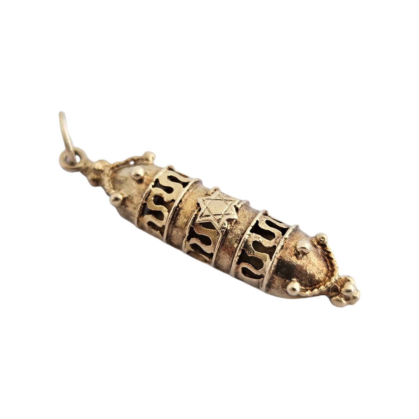 9ct 375 Yellow Gold Scroll Holder Charm 1963 L 2.8 cm 2.2 g