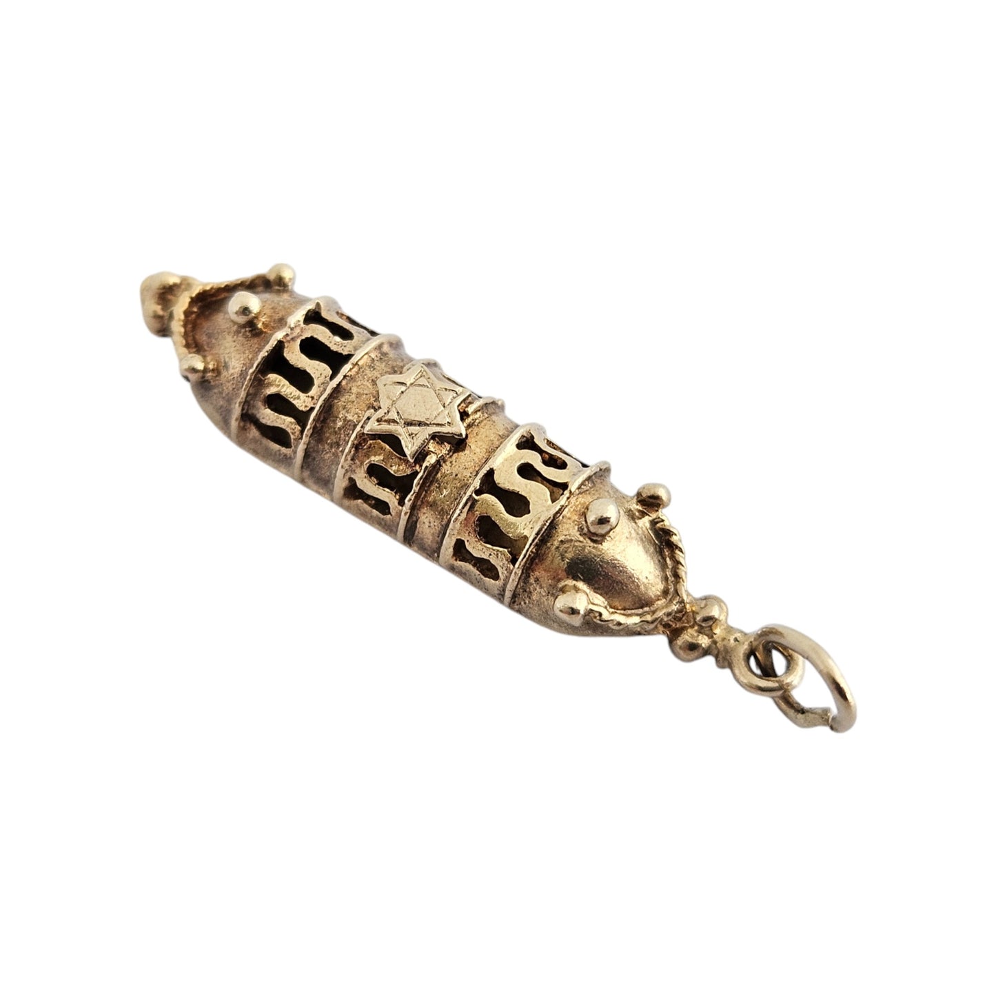 9ct 375 Yellow Gold Scroll Holder Charm 1963 L 2.8 cm 2.2 g