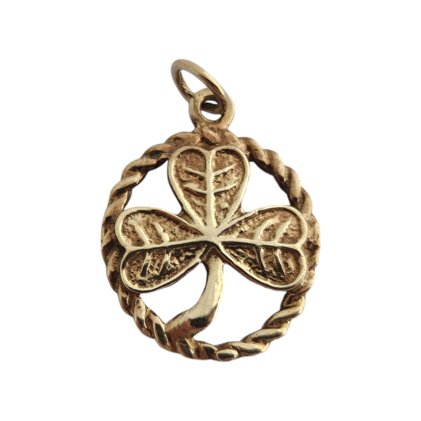 9ct 375 Yellow Gold Shamrock Charm 1983 Dia 1.5 cm 1.4 g.