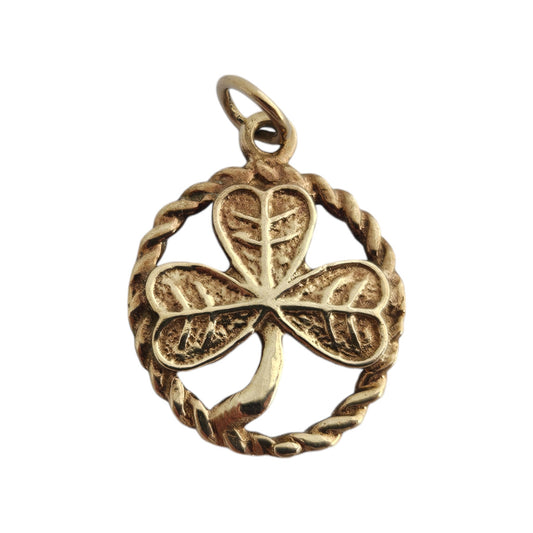 9ct 375 Yellow Gold Shamrock Charm 1983 Dia 1.5 cm 1.4 g.